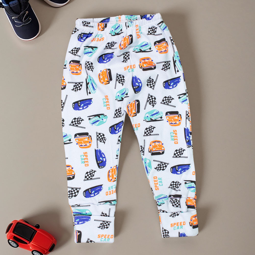 Conjunto Básico em Suedine Body Manga Longa e Calça com Pé Reversível Carros