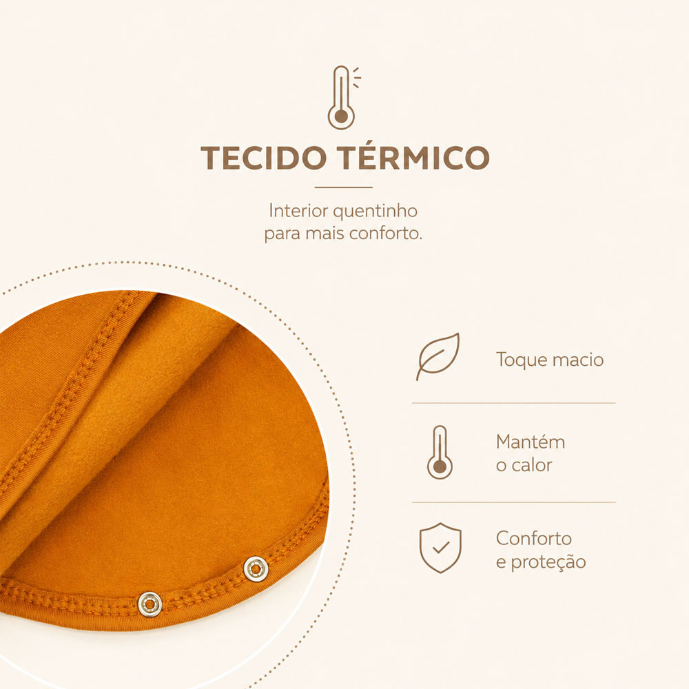 Body Infantil Manga Longa Térmico Gola Americana Retém Calor Caramelo 12 a 24 Meses