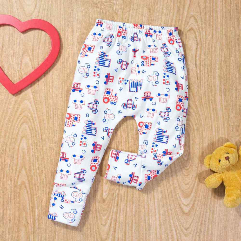 CALÇA PARA BEBÊ EM ALGODÃO COM PÉ REVERSÍVEL SAFARI BRANCO