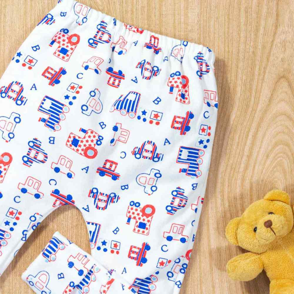 CALÇA PARA BEBÊ EM ALGODÃO COM PÉ REVERSÍVEL SAFARI BRANCO