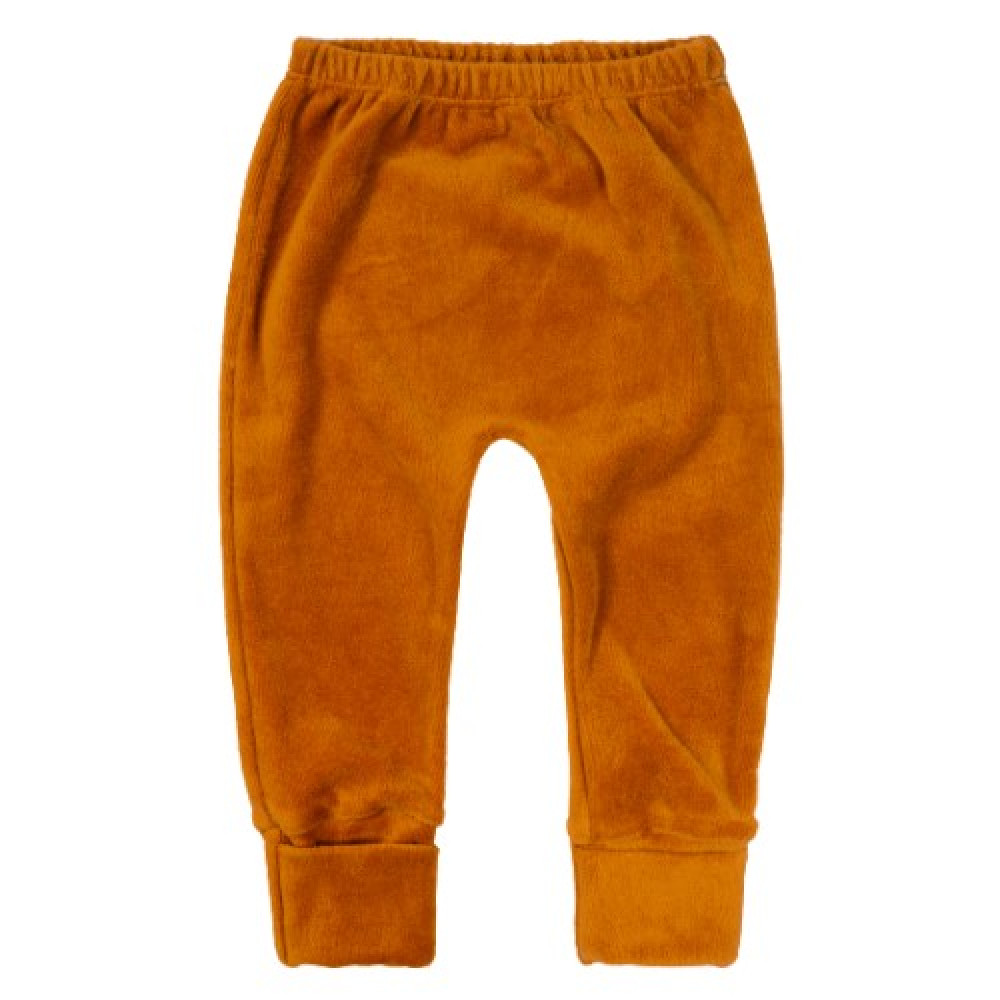 CALÇA PLUSH PARA BEBÊ COM PÉ REVERSÍVEL BUMBUM BORDADO URSO CARAMELO