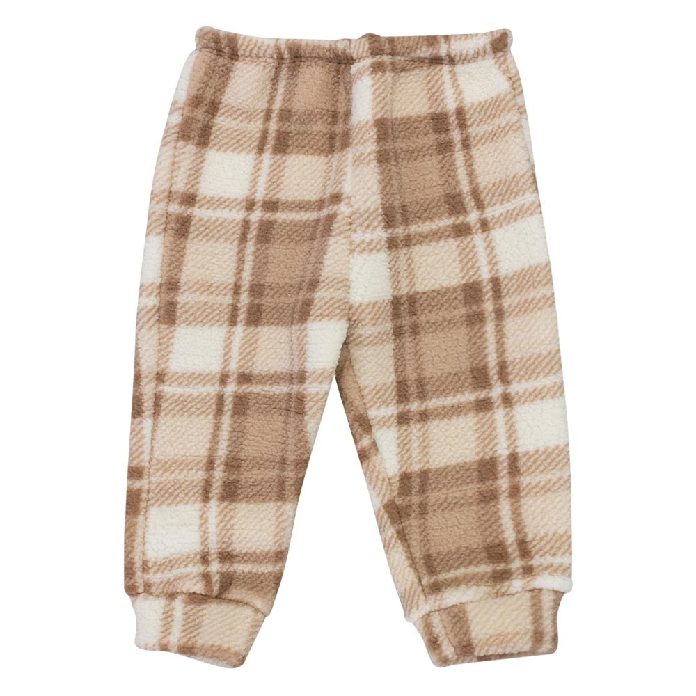 Calça para Bebê Sherpa Quentinho Xadrez Bege - Era Uma Vez