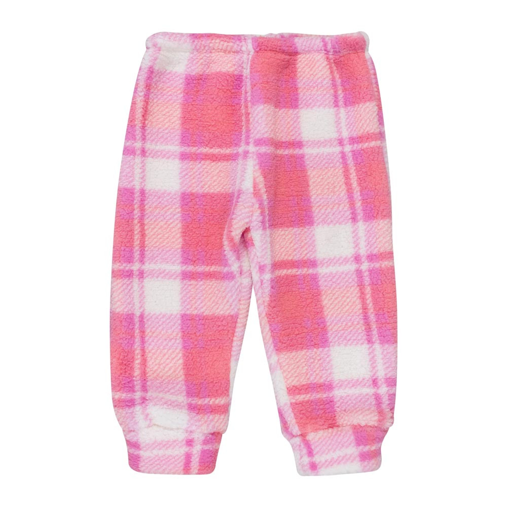 Calça Sherpa Aconchegante para Bebê Menina - Xadrez Tons Rosas