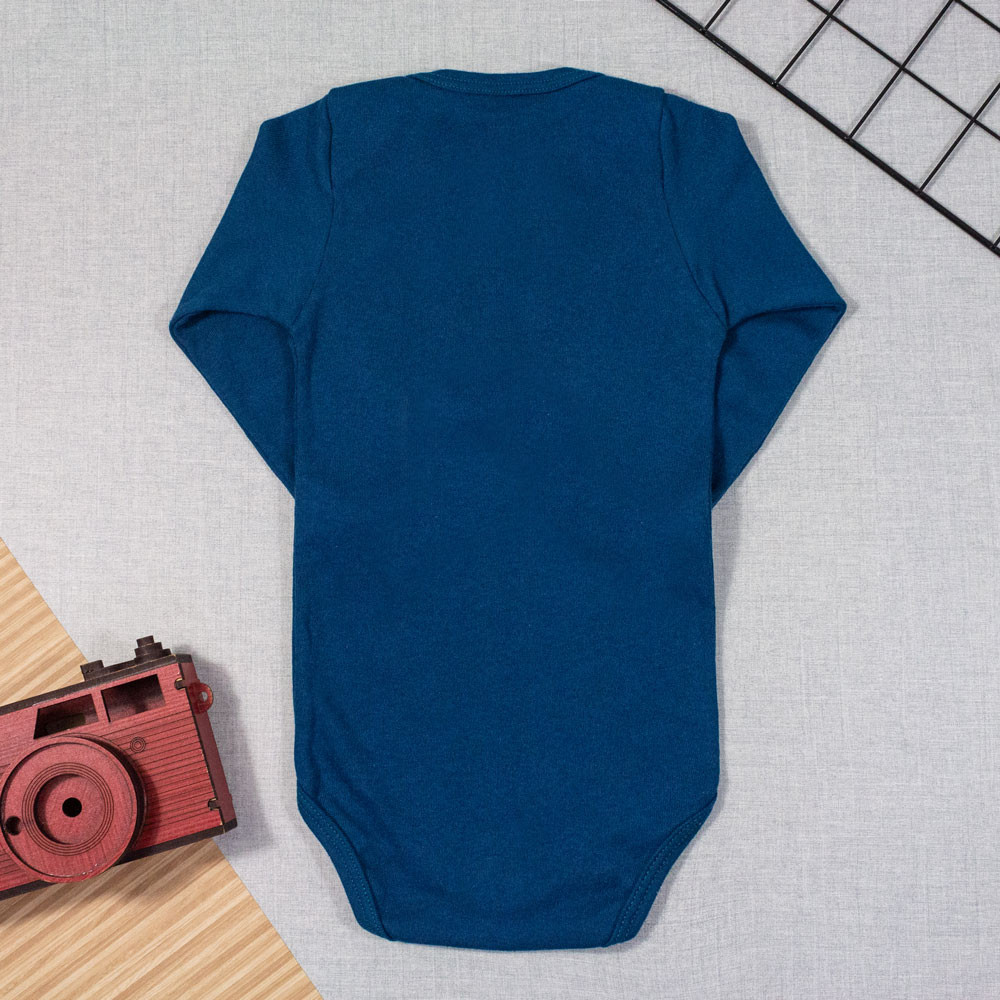 BODY MANGA LONGA INFANTIL SUEDINE ATÉ 24 MESES AZUL ESCURO