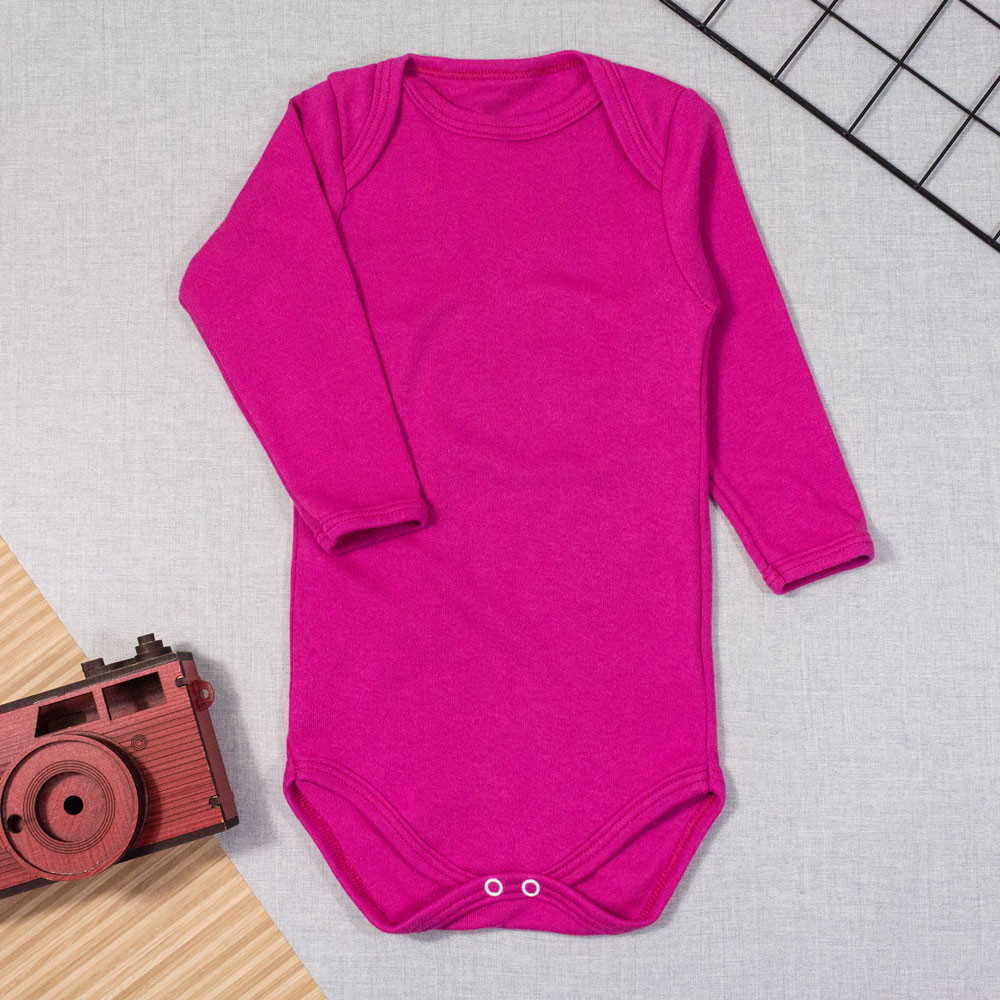 BODY MANGA LONGA INFANTIL SUEDINE ATÉ 24 MESES PINK RADIANTE