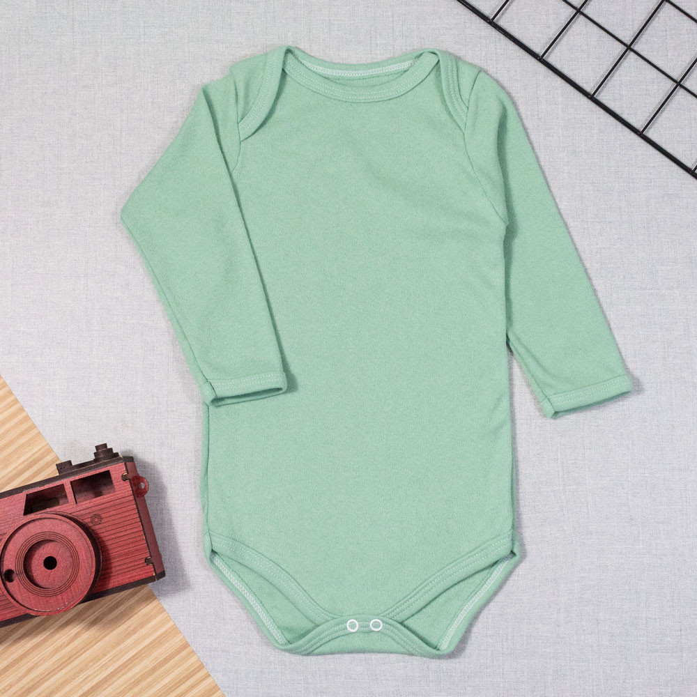 BODY MANGA LONGA INFANTIL SUEDINE ATÉ 24 MESES VERDE CLARO