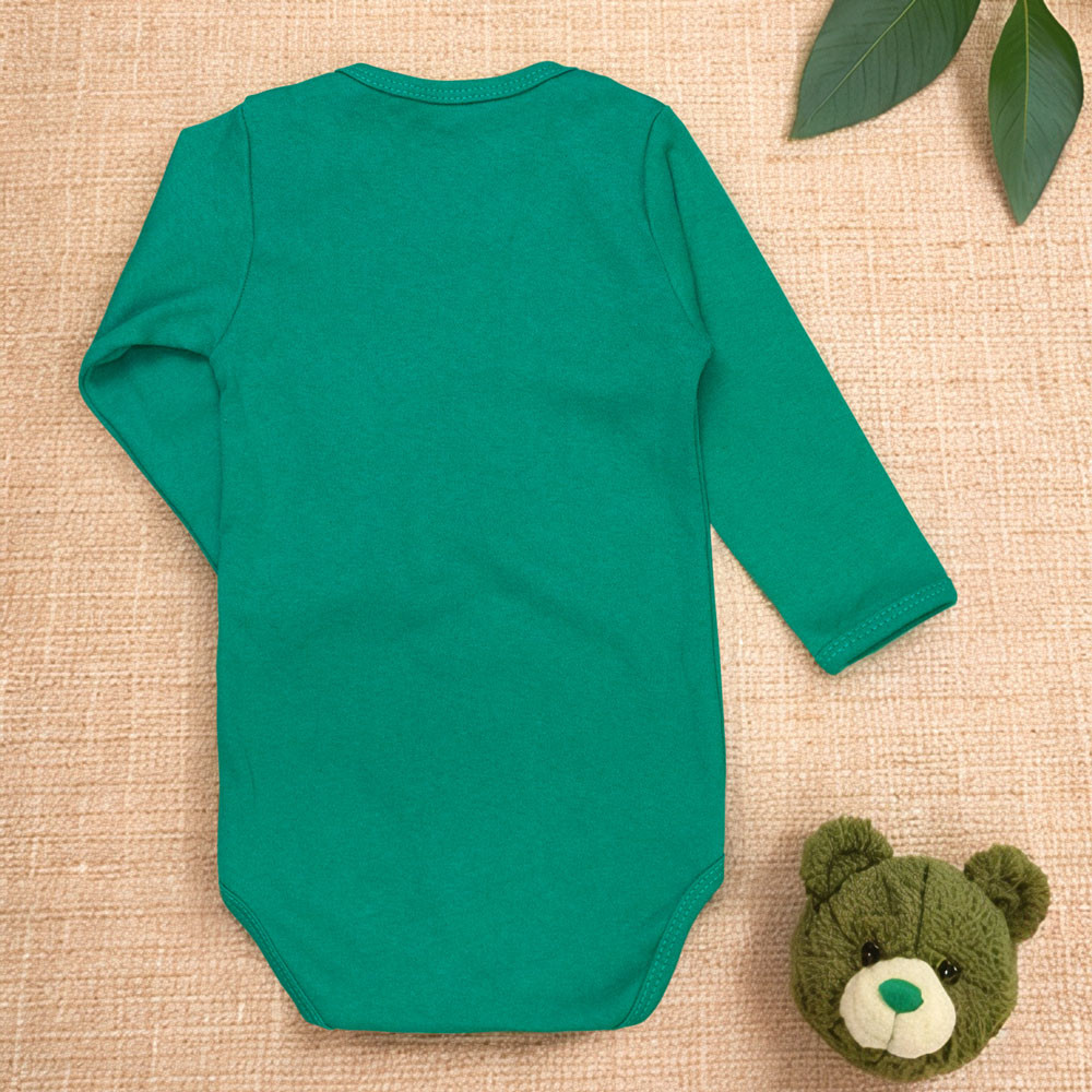 Body Infantil Longo Verde em Suedine 100% Algodão para Bebês