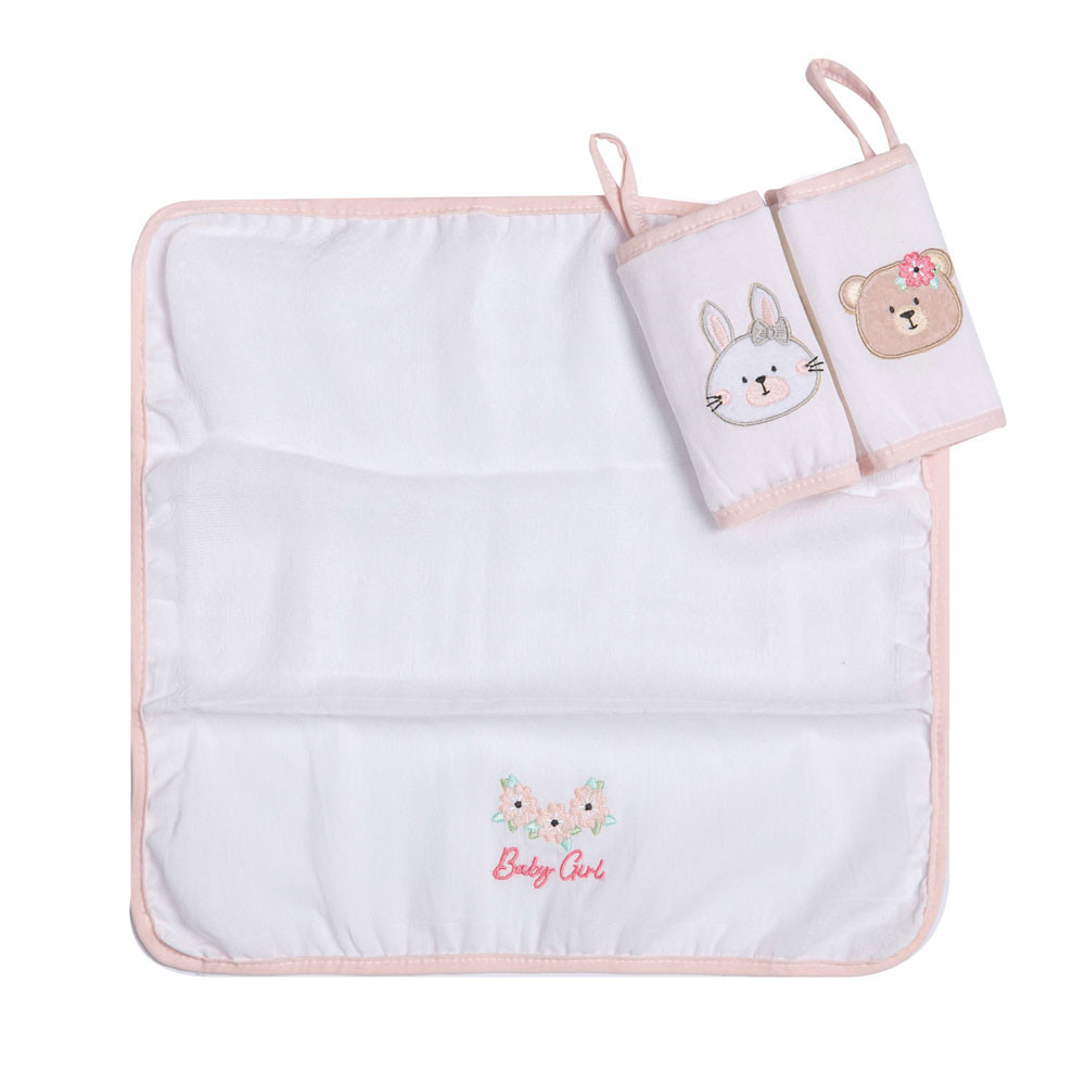 KIT 3 BABETES GIFTS SAQUINHO TULE BORDADINHO COELHA URSA ROSA