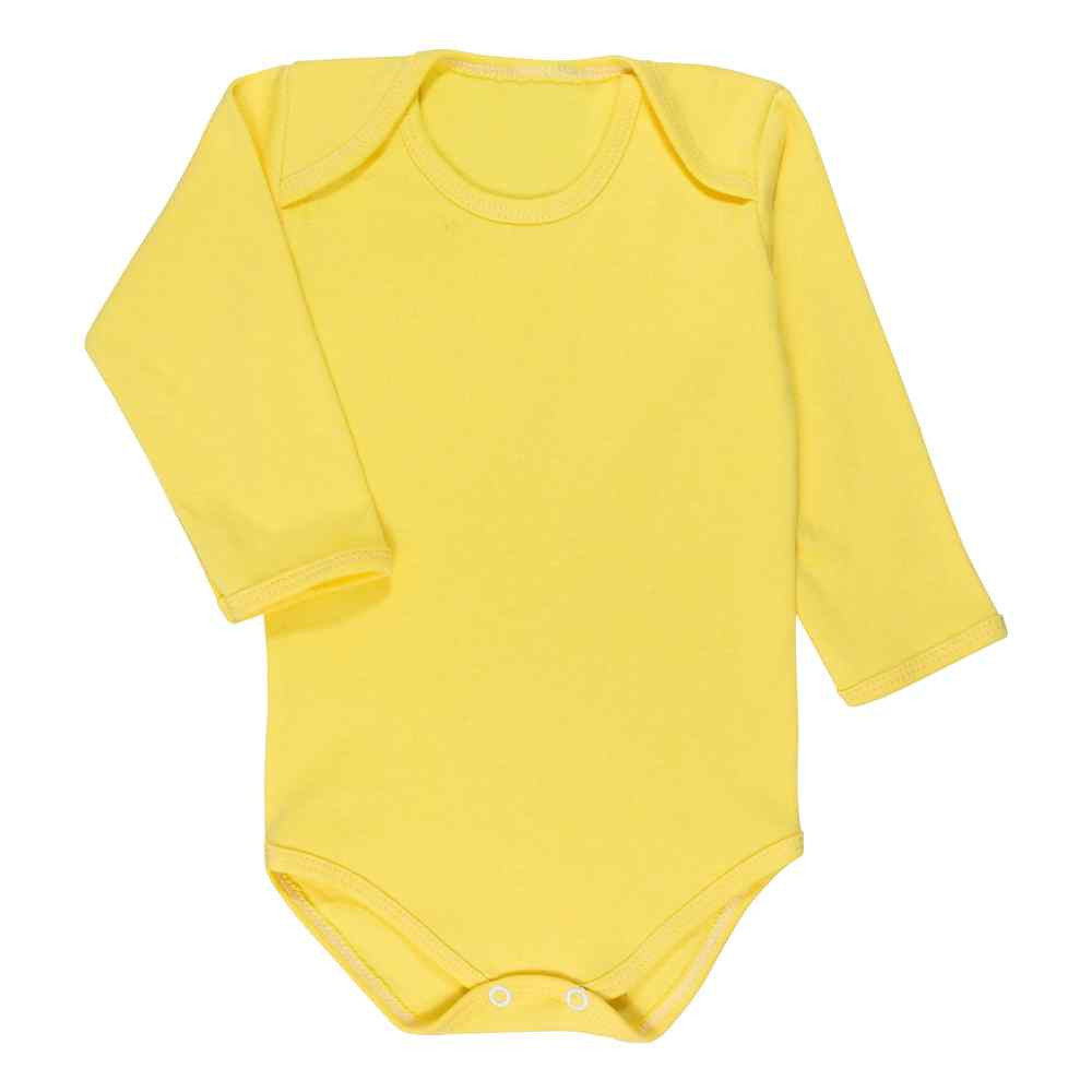BODY MANGA LONGA EM SUEDINE PARA BEBÊ ATÉ 24 MESES AMARELO
