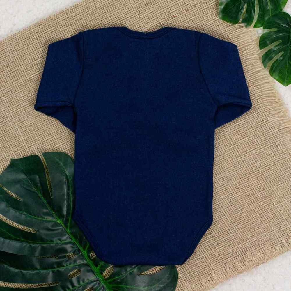 BODY MANGA LONGA EM SUEDINE PARA BEBÊ BÁSICO MARINHO