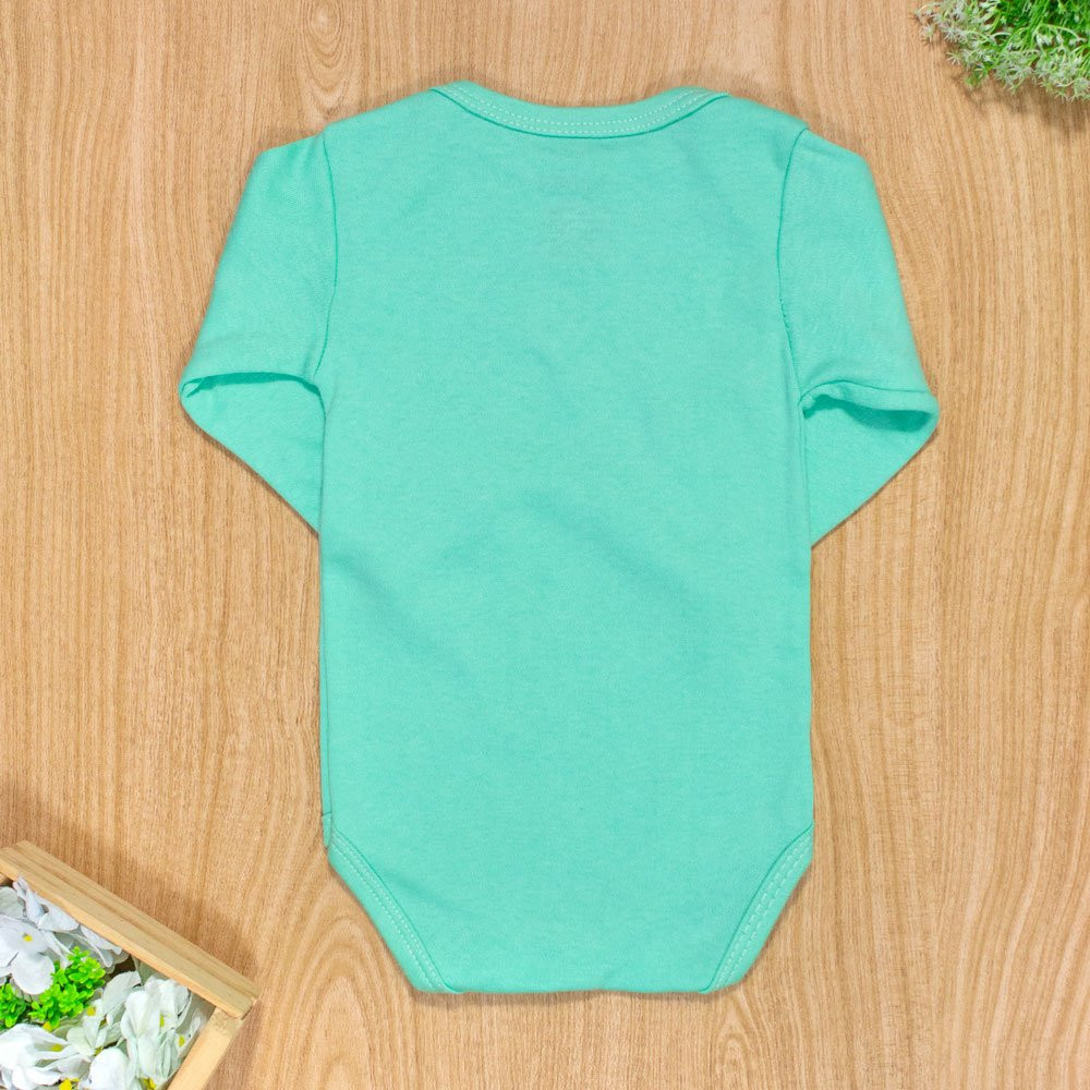 BODY PARA BEBÊ MANGA LONGA EM SUEDINE BÁSICO VERDE CLARO