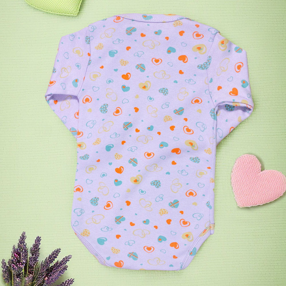 Body para Bebê Manga Longa Estampadinho Coração Lilás