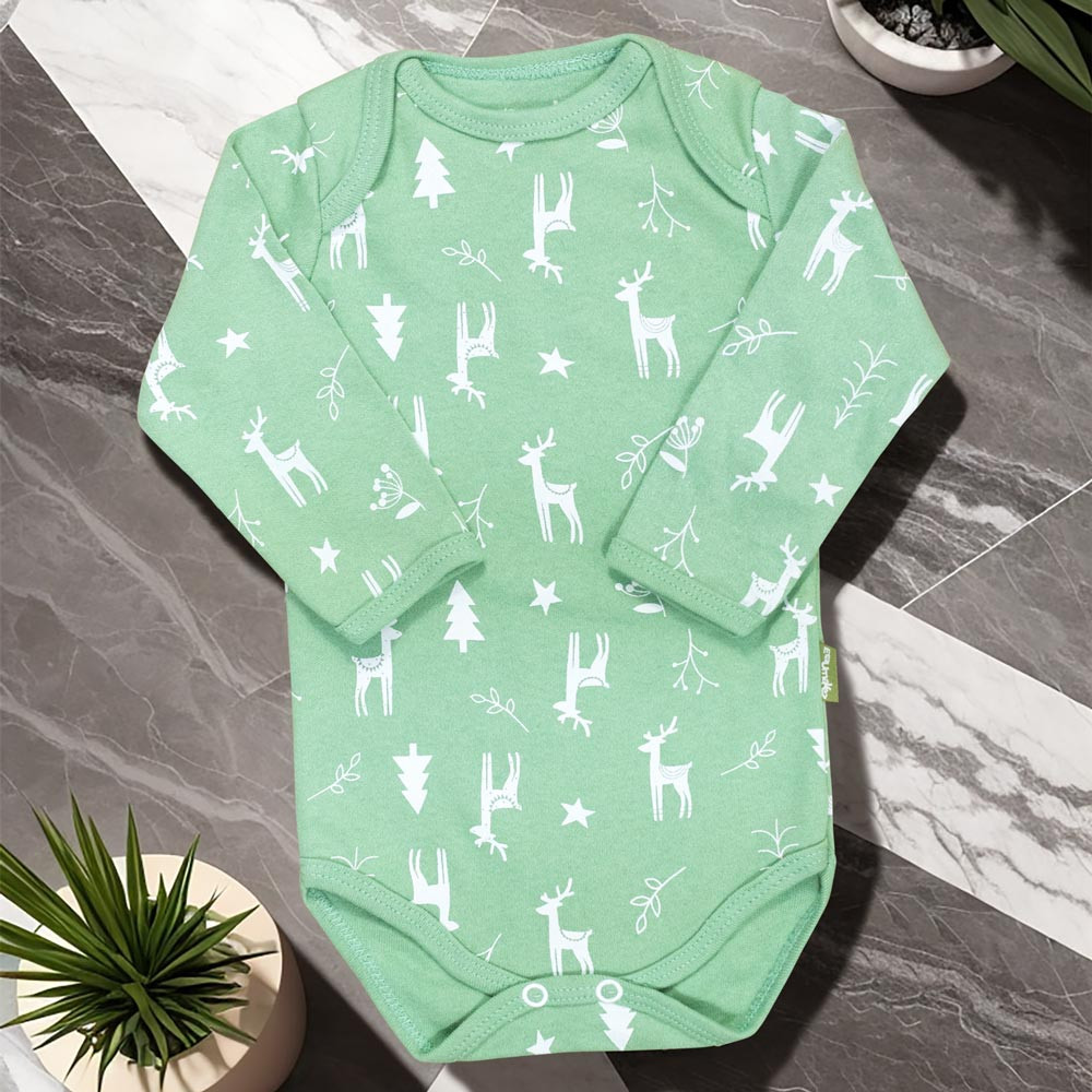 Body Verde Claro com Estampa Minimalista de Cervo para Bebês