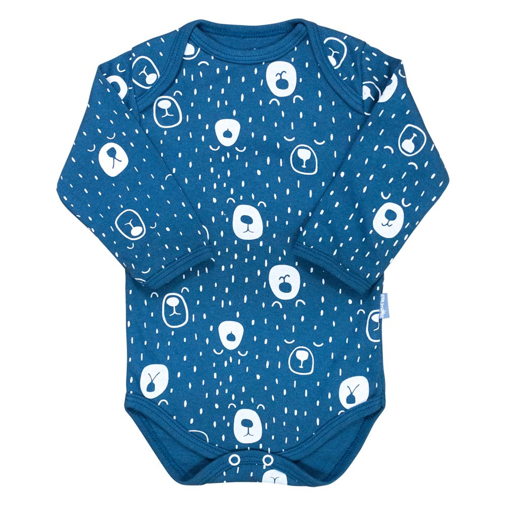 Body de Bebê Longa Minimalista Urso Azul Escuro até 12 Meses