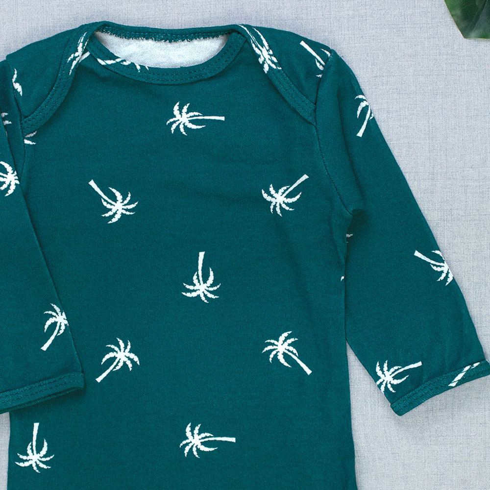 Body para Bebê Estampado Manga Longa Coqueiros Verde
