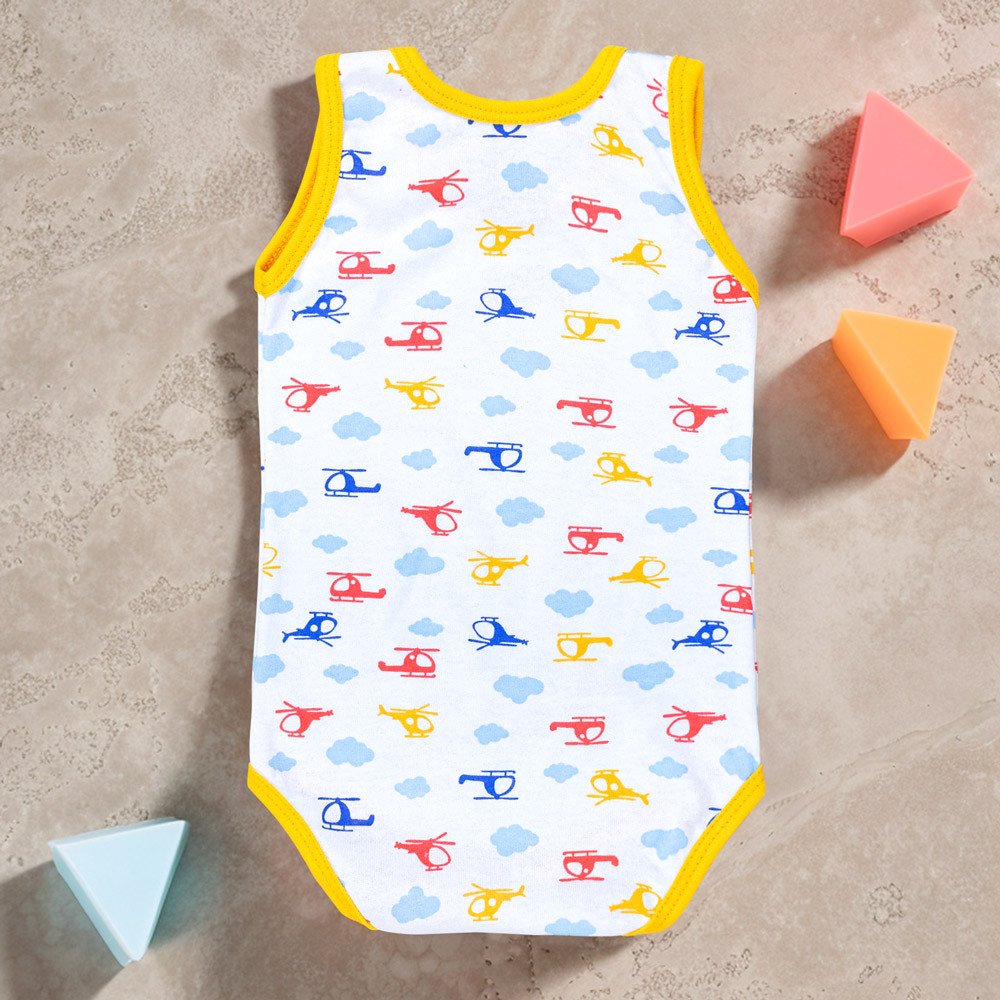 Body Regata 100% Algodão Helicópteros Amarelo para Bebês