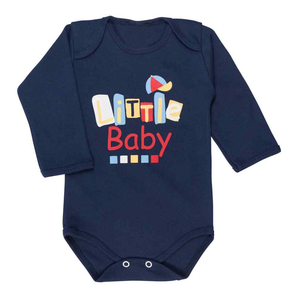 BODY MANGA LONGA EM SUEDINE PARA BEBÊ LITTLE BABY MARINHO