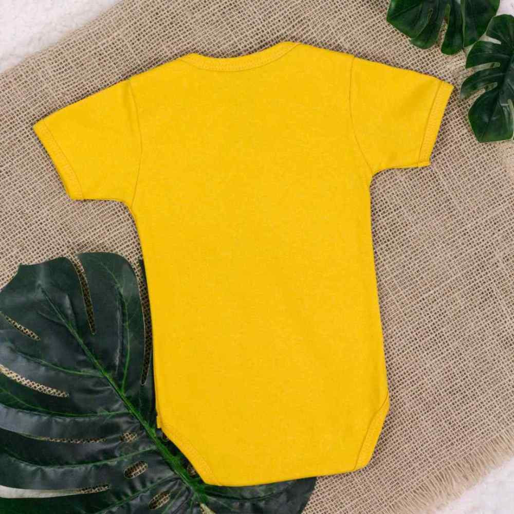 BODY MANGA CURTA EM SUEDINE BÁSICO PARA BEBÊ AMARELO CANÁRIO