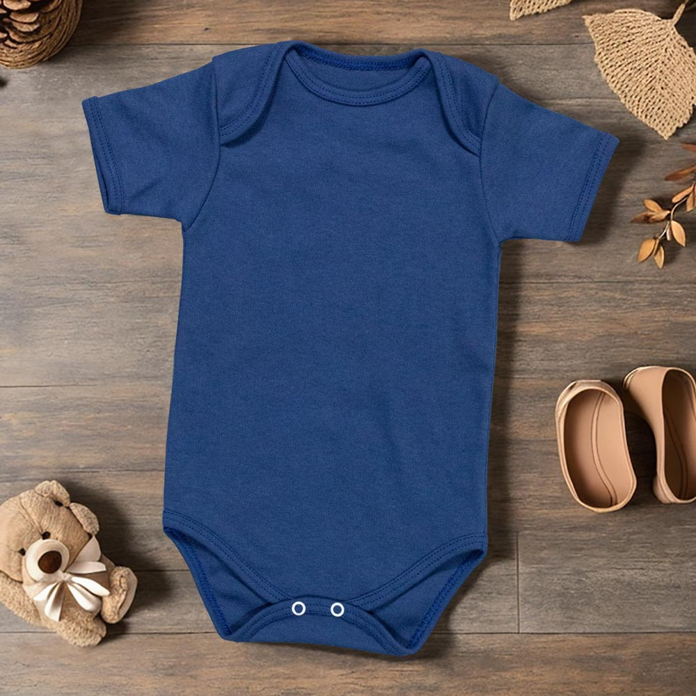 Body para Bebê Manga Curta em Suedine Básico Azul Nimbus