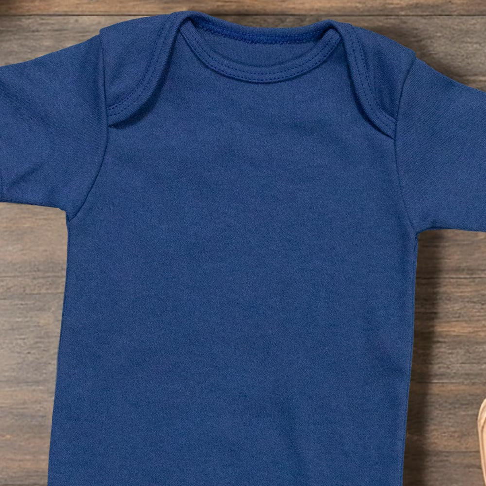 Body para Bebê Manga Curta em Suedine Básico Azul Nimbus