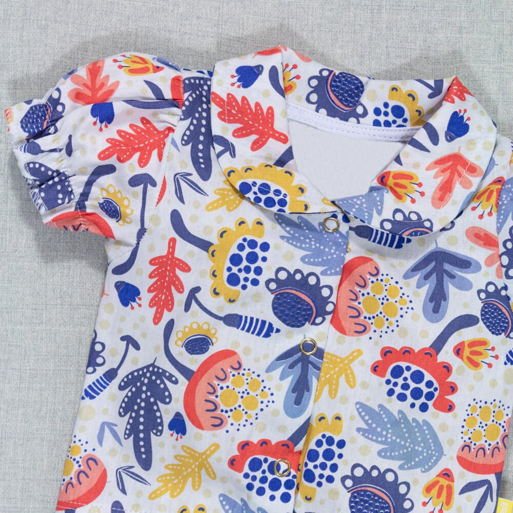 BODY CAMISA MANGA CURTA PARA BEBÊ MENINA FLORAL BRANCO
