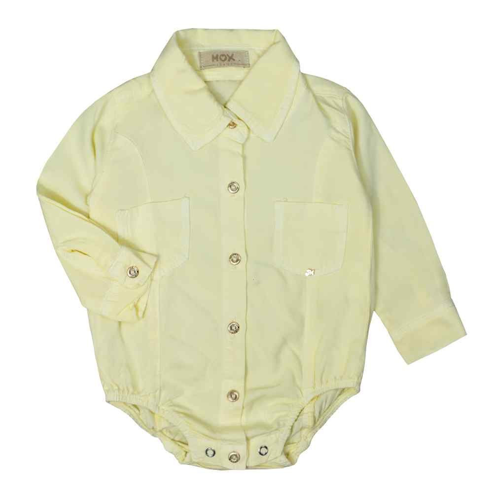 BODY CAMISA PARA BEBÊ MANGA LONGA DE VISCOSE AMARELO