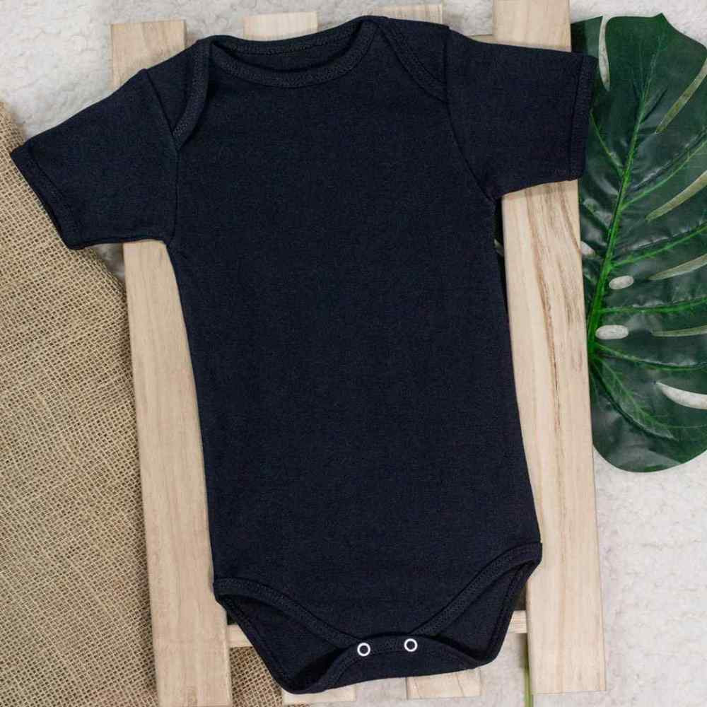 BODY MANGA CURTA INFANTIL SUEDINE ATÉ 24 MESES PRETO
