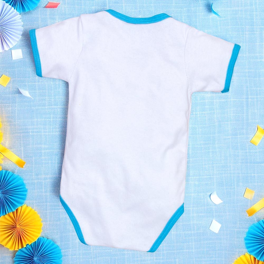 BODY PARA BEBÊ CURTO MAMÃE EU QUERO MAMAR VIÉS TURQUESA