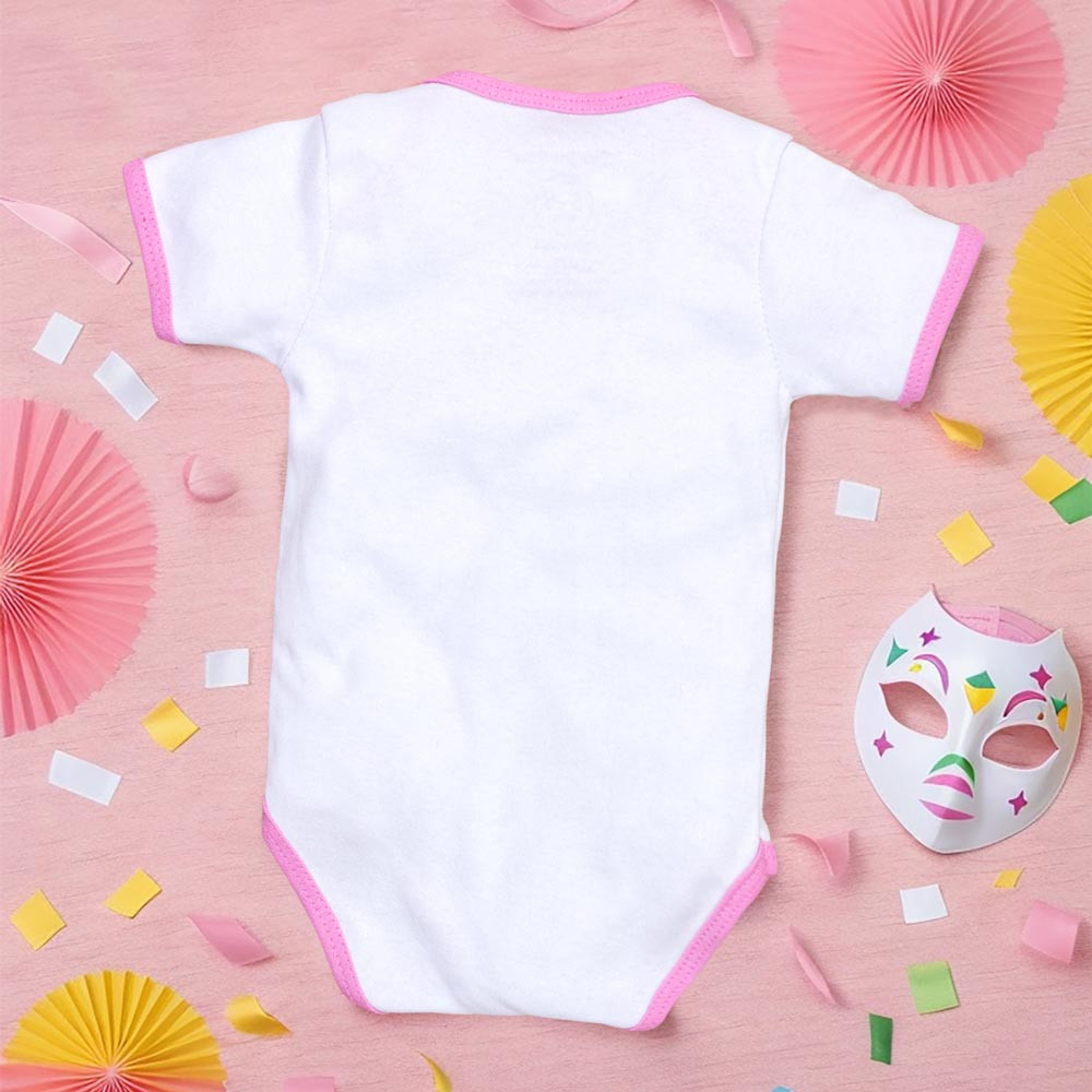 BODY PARA BEBÊ CURTO MAMÃE EU QUERO MAMAR VIÉS ROSA