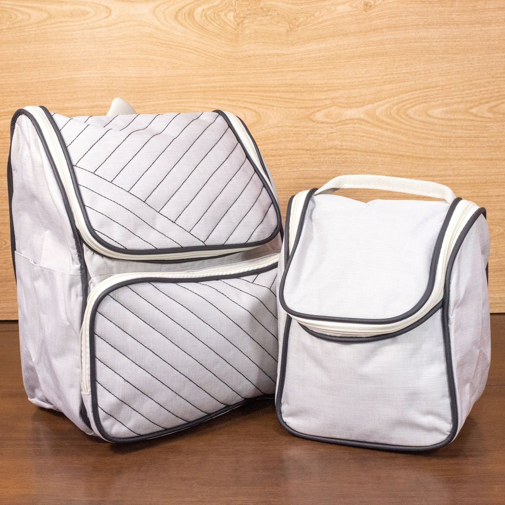 MOCHILA DE MATERNIDADE COM BOLSINHA KIT 2 PEÇAS CINZA