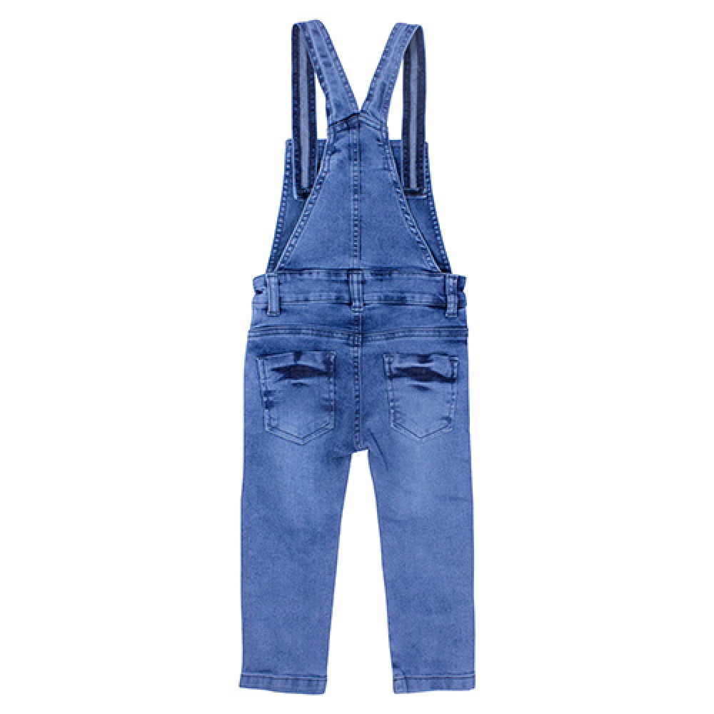 JARDINEIRA LONGA INFANTIL JEANS COM BOLSOS E BOTÕES GLITTER