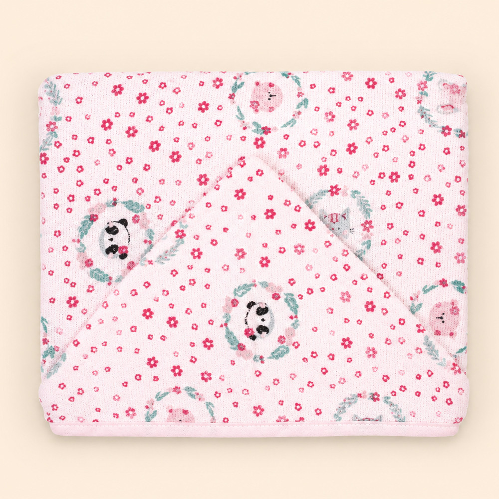 Toalha de Banho Bebê com Capuz Felpuda Amiguinhas 90x70cm Algodão Hipoalergênico