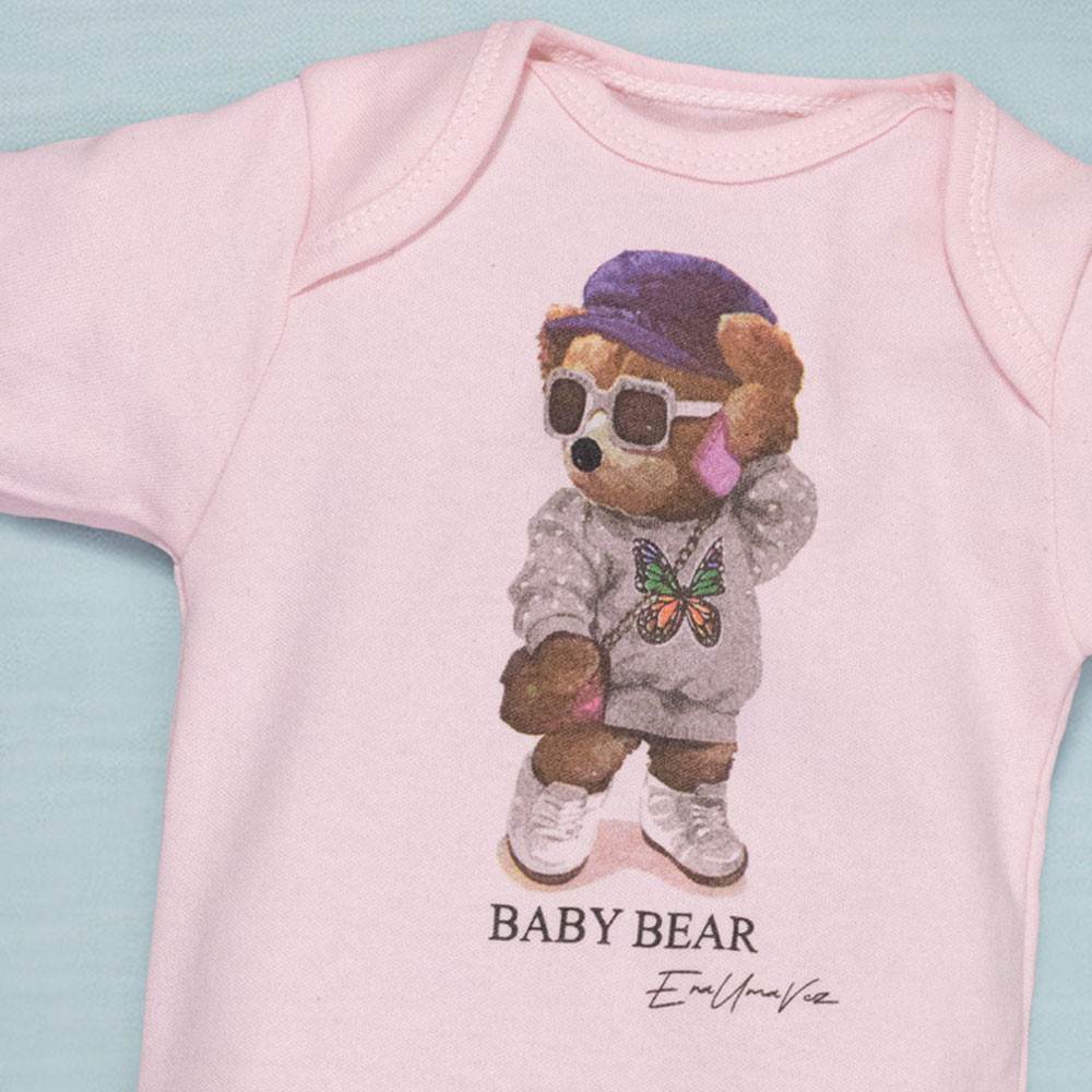 Body Baby Bear Rosa: Estilo e Conforto para Meninas de 0-12 Meses