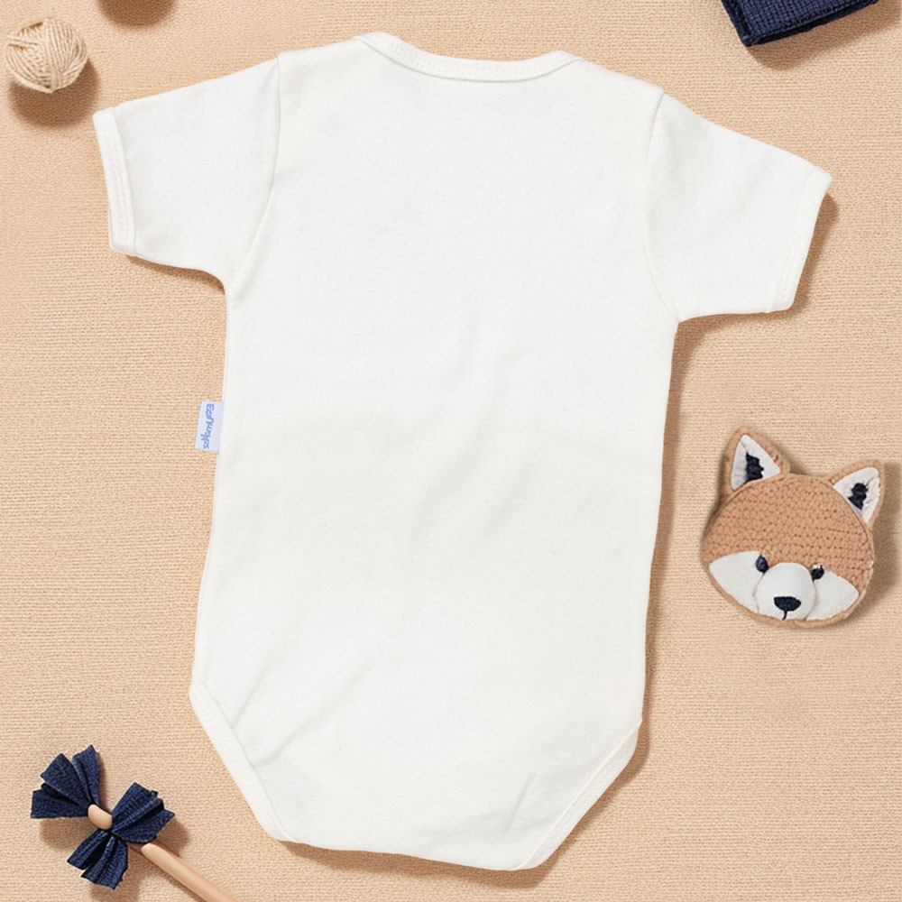 Body Manga Curta Bordado Bolsinho Floresta para Bebês Menino