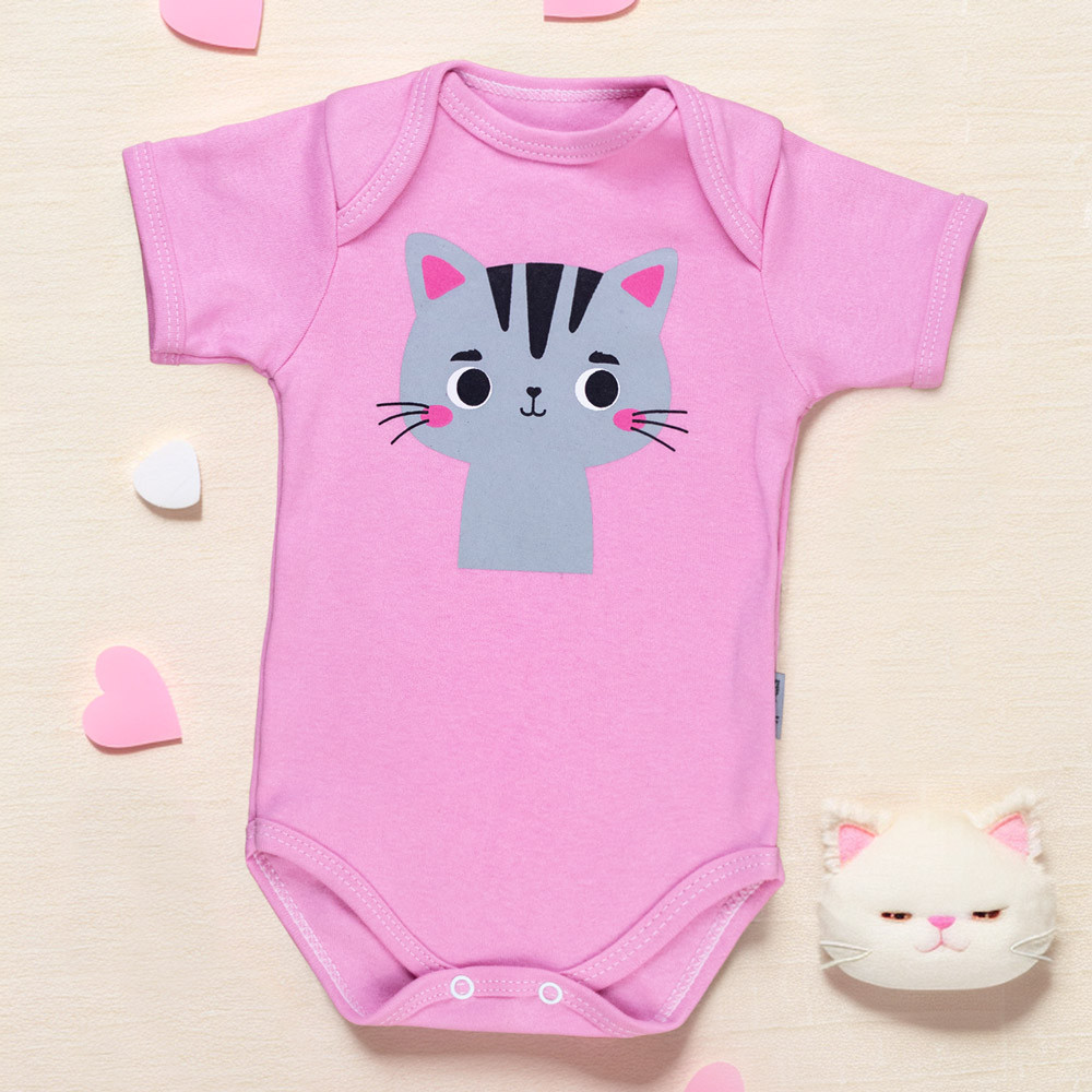 Body Rosa Gatinha para Meninas de 0 a 12 Meses - Era Uma Vez