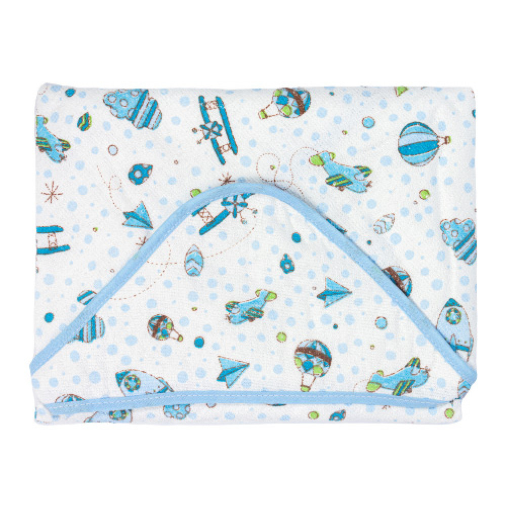 TOALHA DE BANHO FELPUDA COM CAPUZ PARA BEBÊ ESTAMPADO CÉU AZUL CLARO