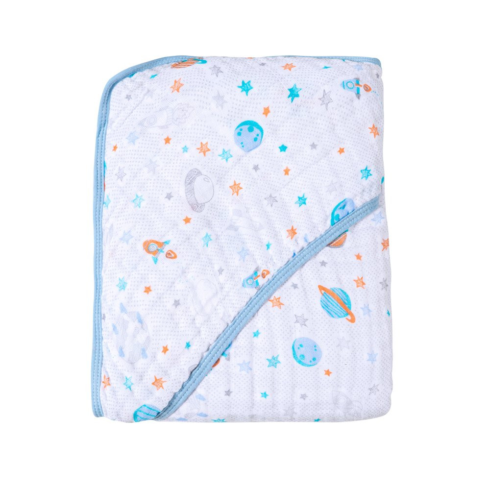 TOALHA DE BANHO FRALDA SOFT PARA BEBÊ COM CAPUZ PLANETAS