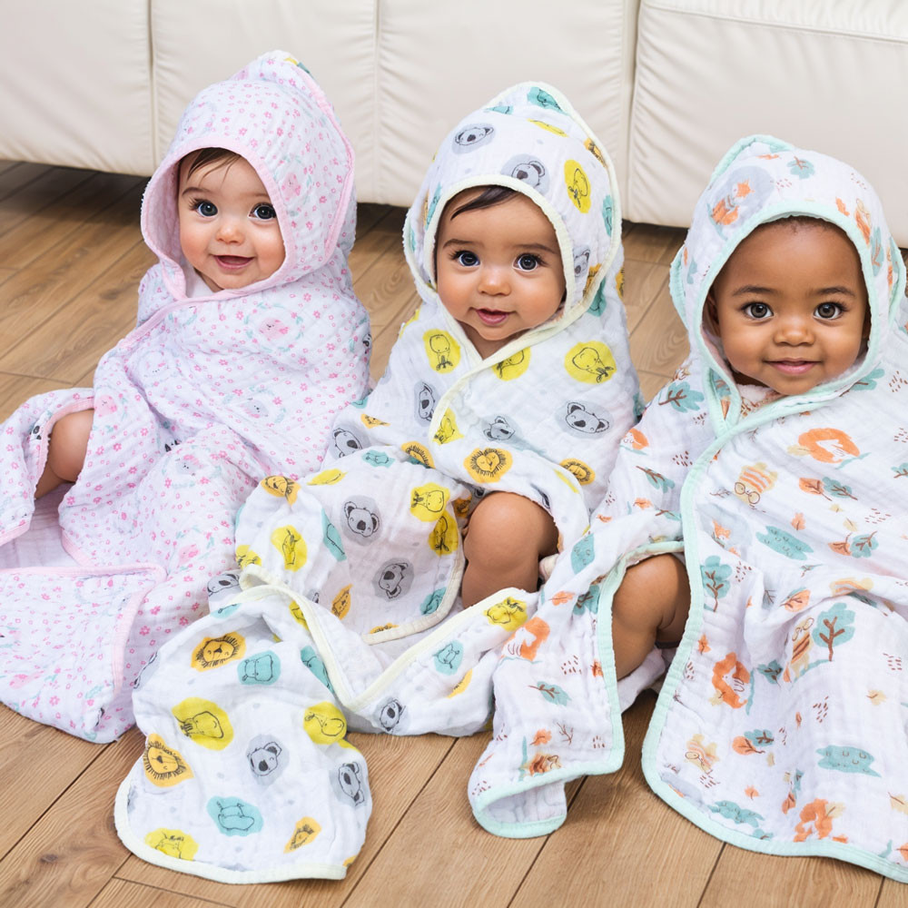 TOALHA DE BANHO FRALDA SOFT PARA BEBÊ COM CAPUZ SOL E ARCO-ÍRIS