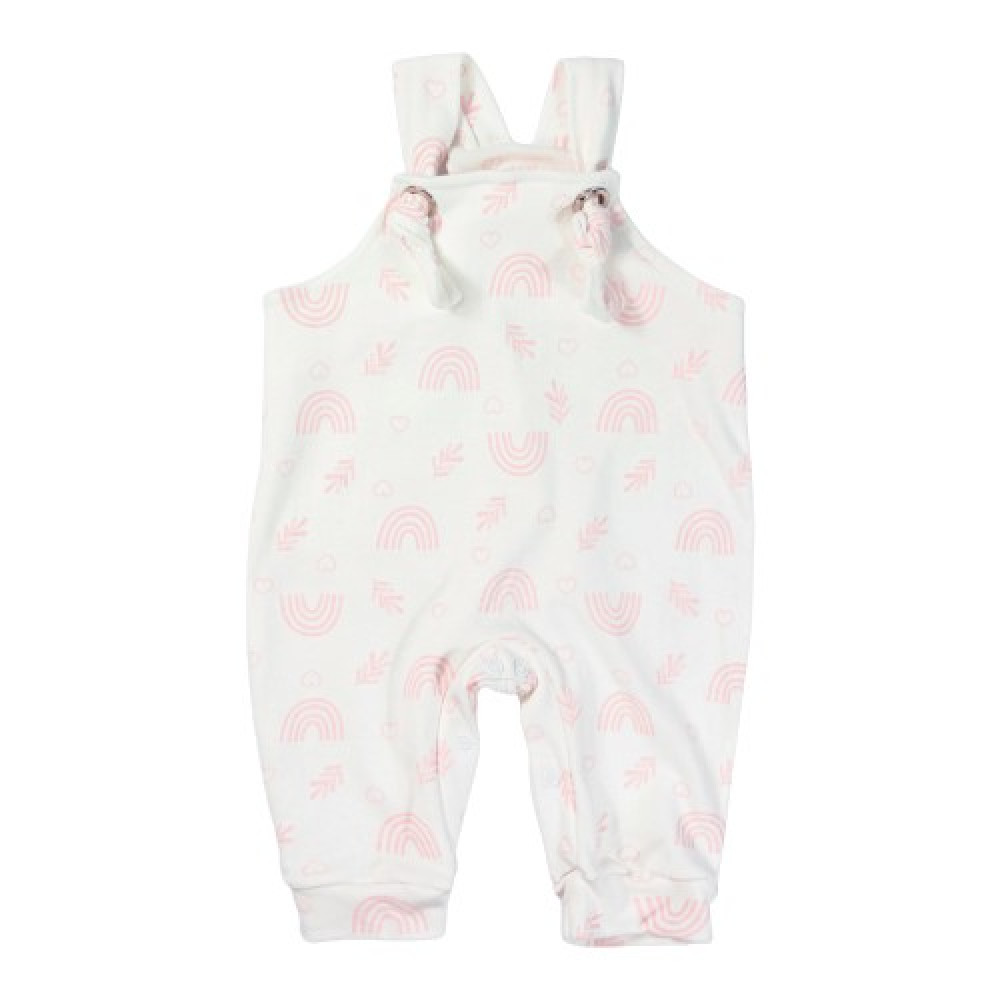 JARDINEIRA COM BODY MANGA LONGA PARA BEBÊ ESTAMPADINHA CREME