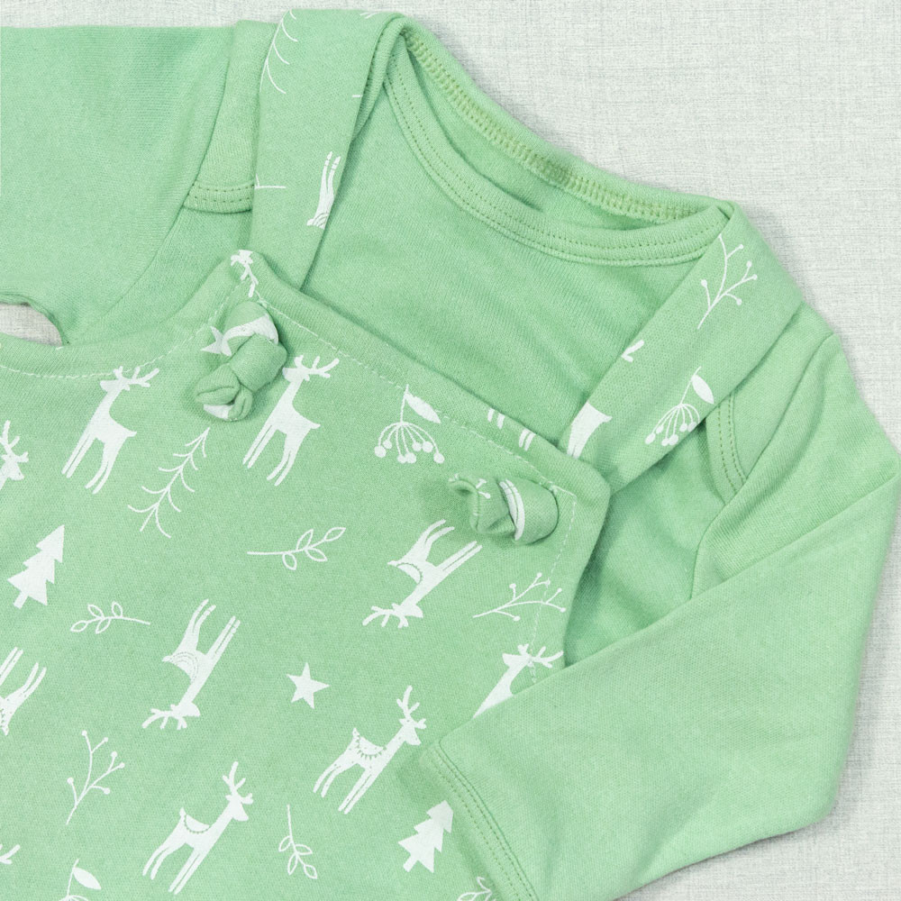JARDINEIRA PARA BEBÊ MINIMALISTA COM BODY LONGO CERVO VERDE CLARO