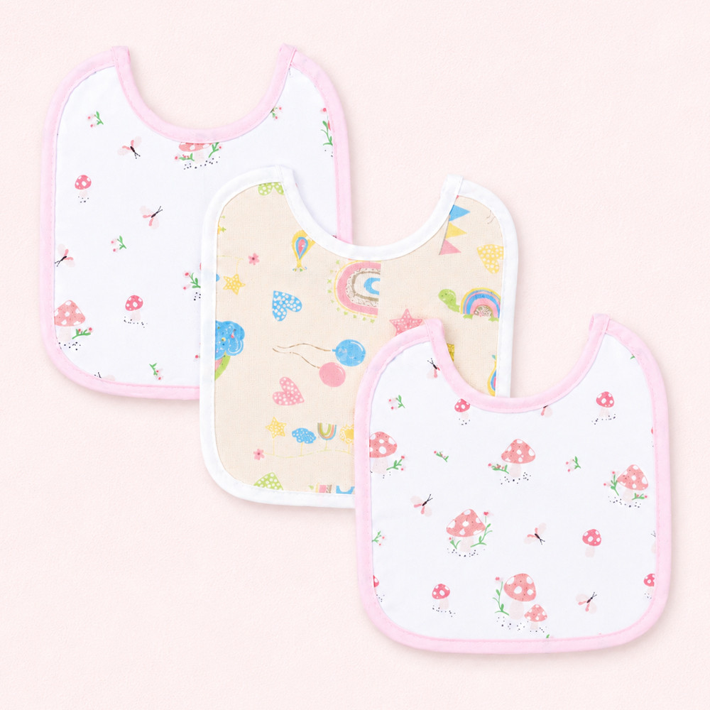 Kit 3 Babadores Bebê Impermeáveis Flanelados Plastificados de Amarrar Para Meninas