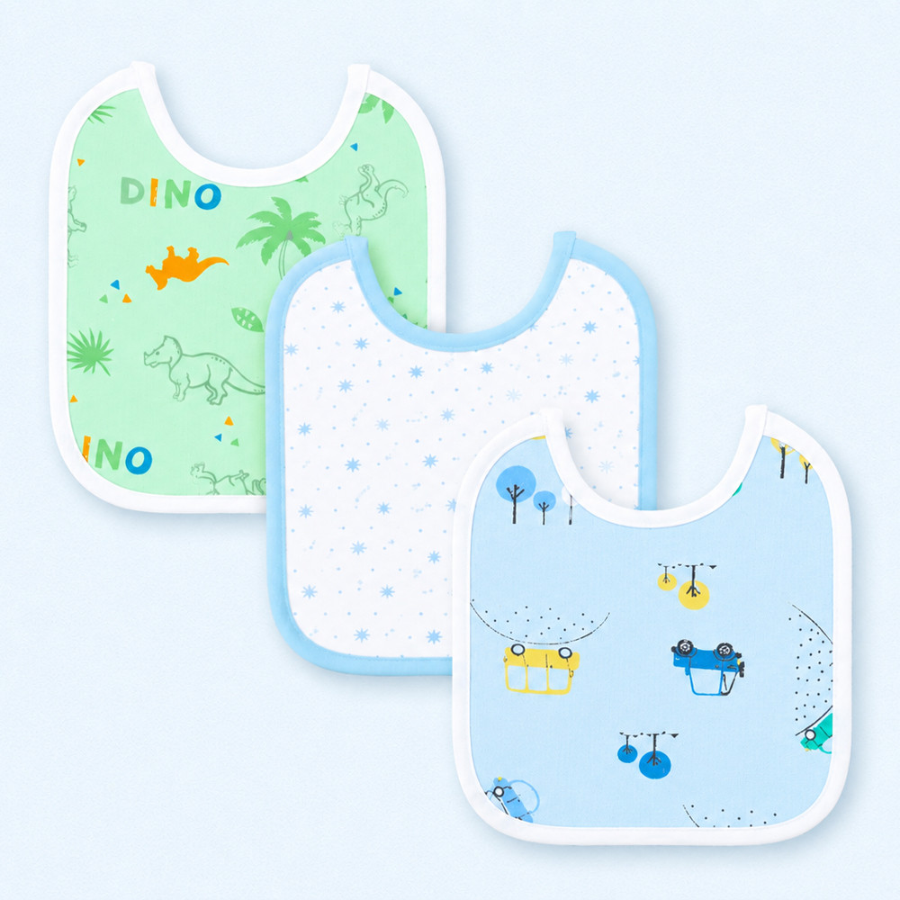 Kit 3 Babadores Bebê Impermeáveis Flanelados Plastificados de Amarrar Para Meninos