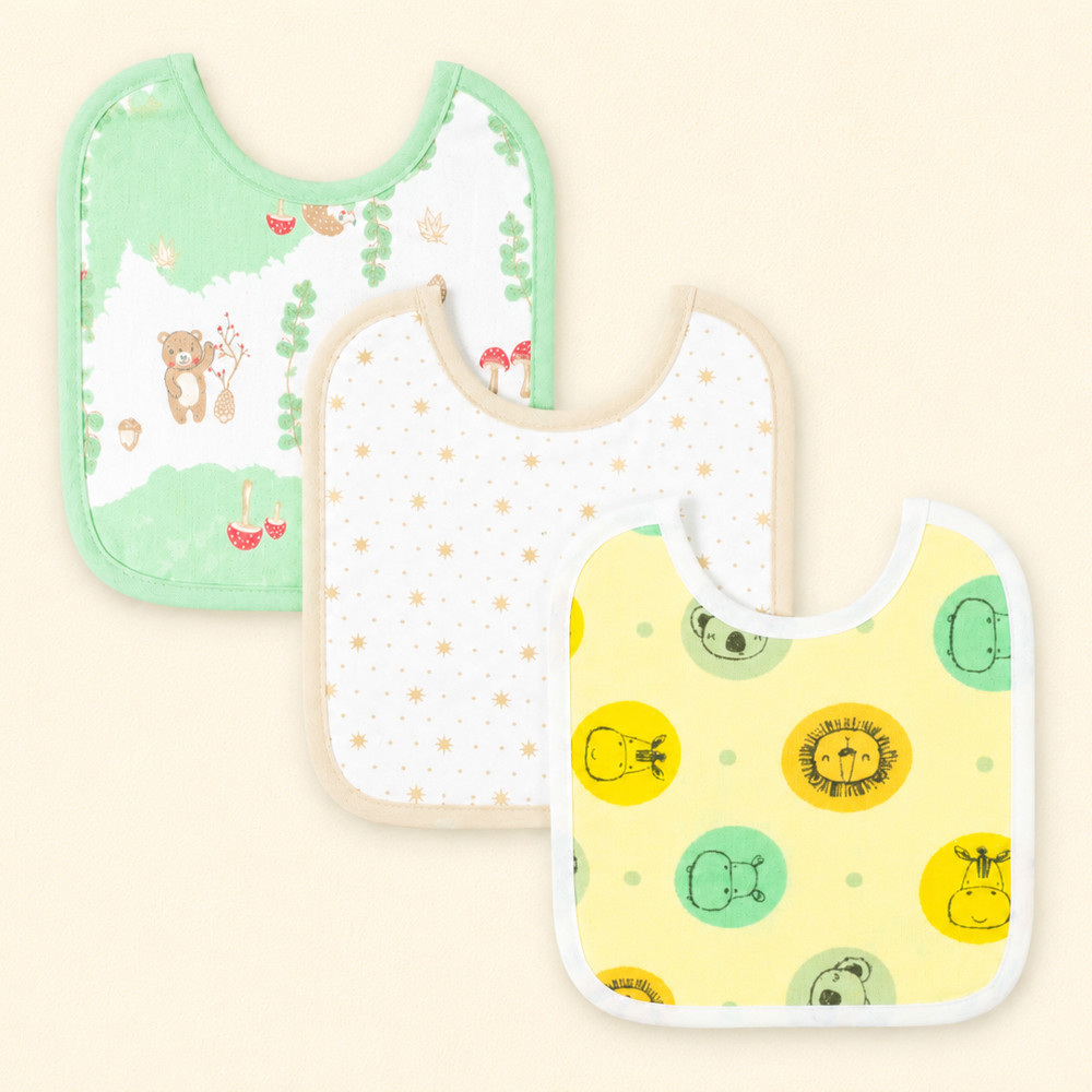 Kit 3 Babadores Bebê Impermeáveis Flanelados Plastificados de Amarrar Neutro