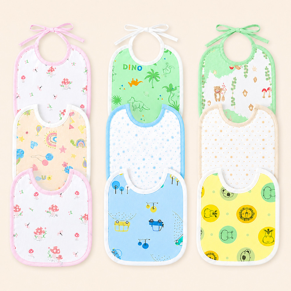 Kit 3 Babadores Bebê Impermeáveis Flanelados Plastificados de Amarrar Neutro