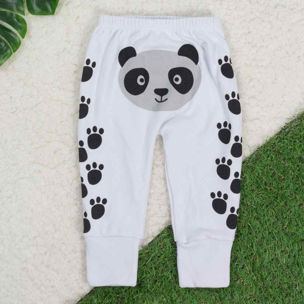 CALÇA EM SUEDINE COM PÉ REVERSÍVEL PARA BEBÊ ESTAMPA PANDA BRANCO