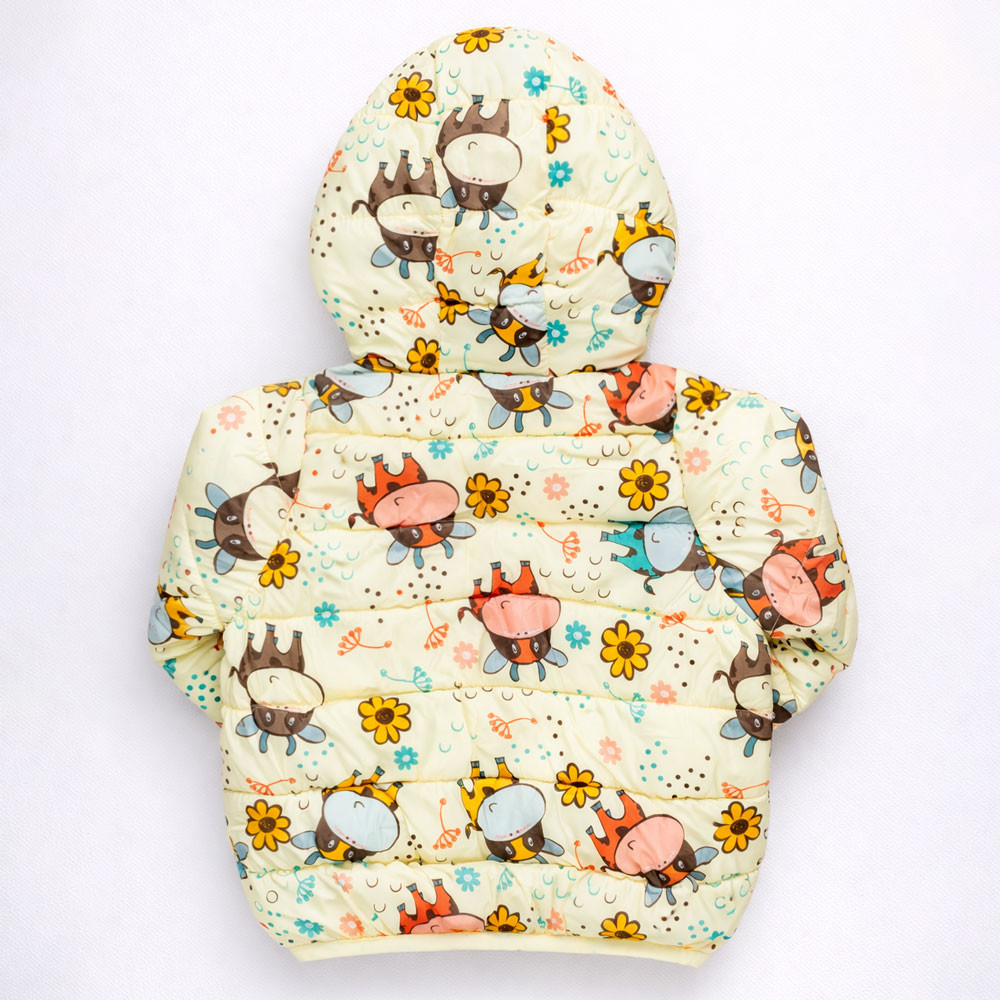Jaqueta de Inverno Puffer Forrada Com Capuz Vaquinha Creme Para Bebês Até 3 anos