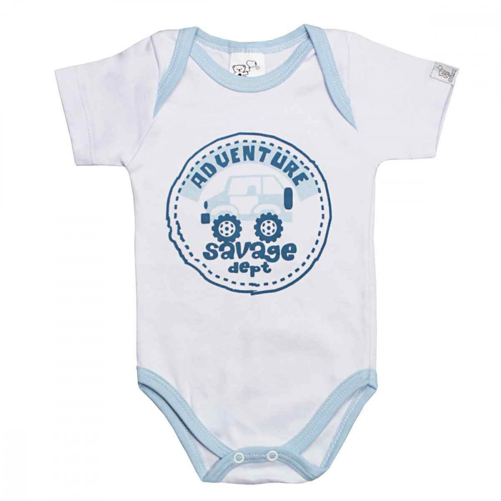 CONJUNTO CURTO BODY E SHORTS PARA BEBÊ ESTAMPADINHO AZUL