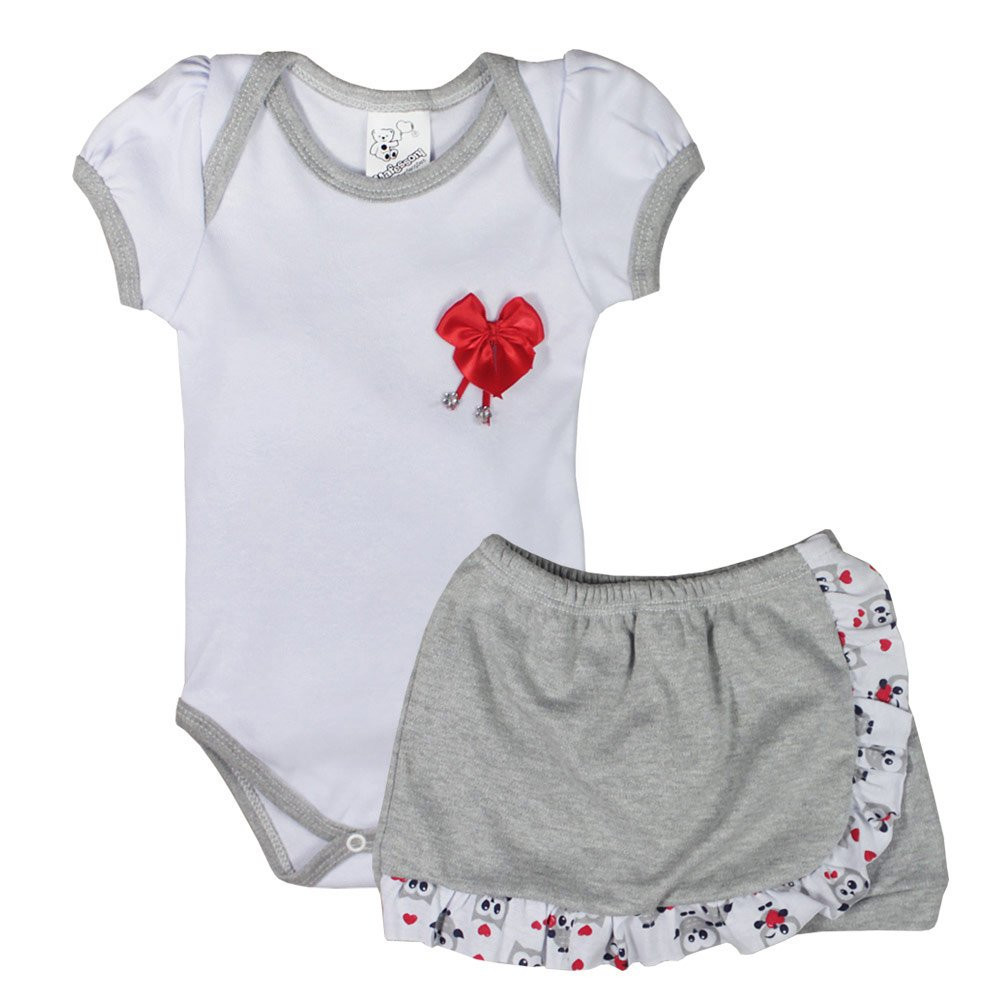 CONJUNTO CURTO BODY E SHORTS SAIA PARA BEBÊ MESCLA