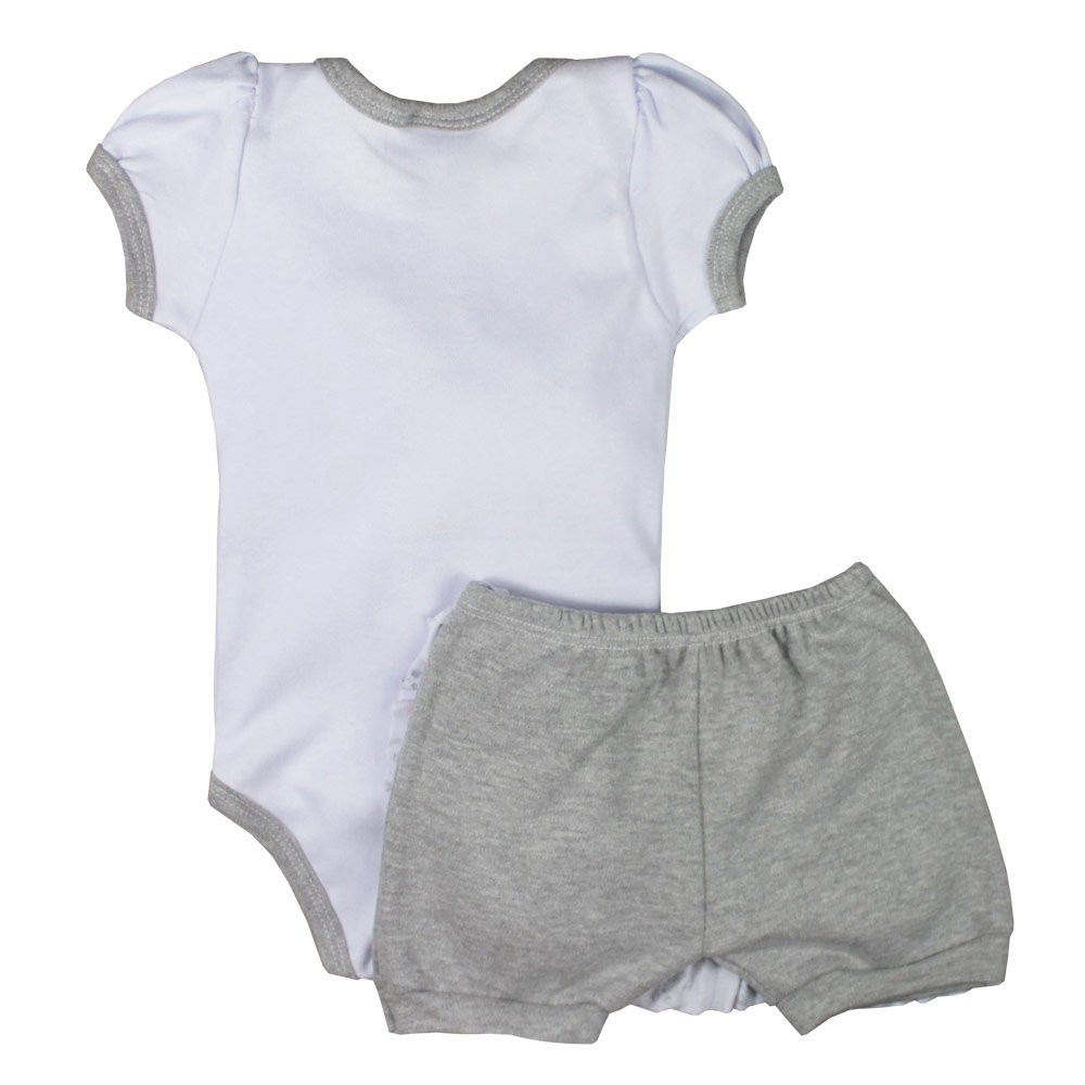 CONJUNTO CURTO BODY E SHORTS SAIA PARA BEBÊ MESCLA