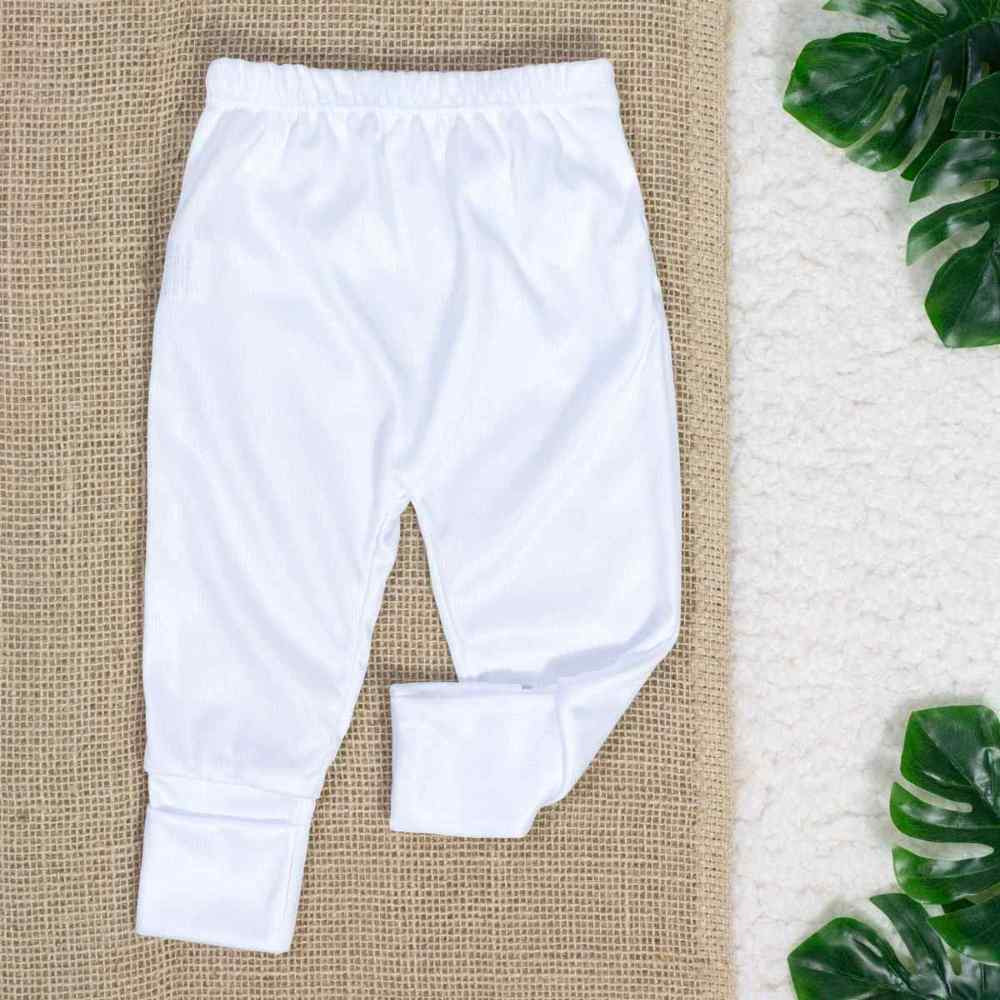 CALÇA CANELADA PARA BEBÊ COM PÉ REVERSÍVEL BRANCO